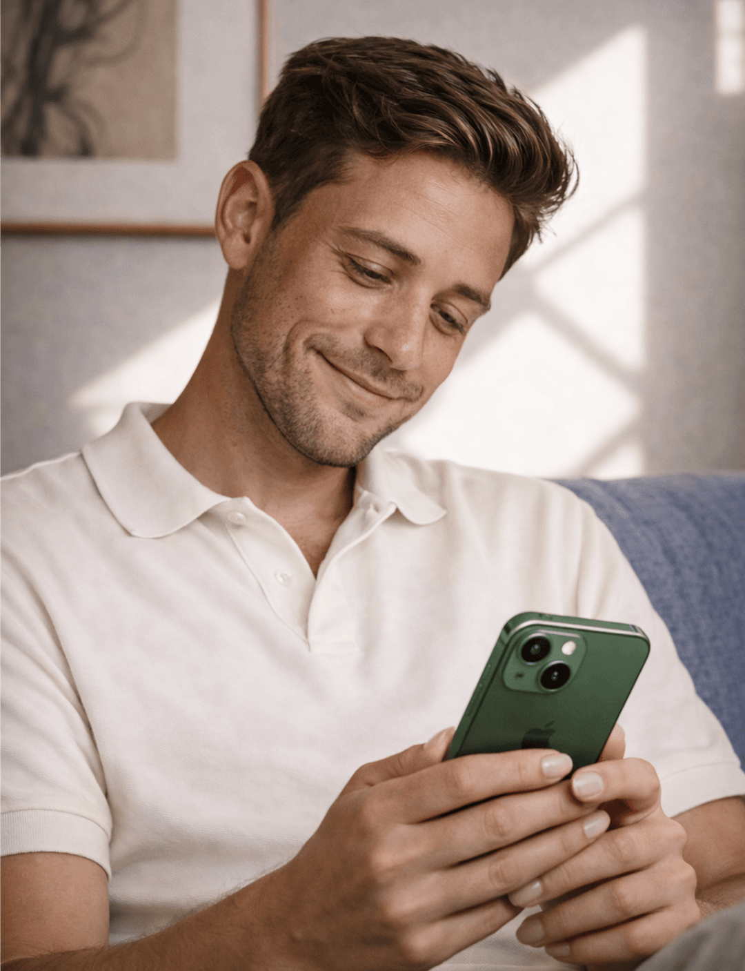 a woman looking at the swoppa dashboard one her phone